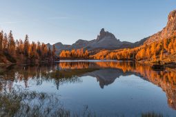 LAKE FEDERA IN DOLOMITES